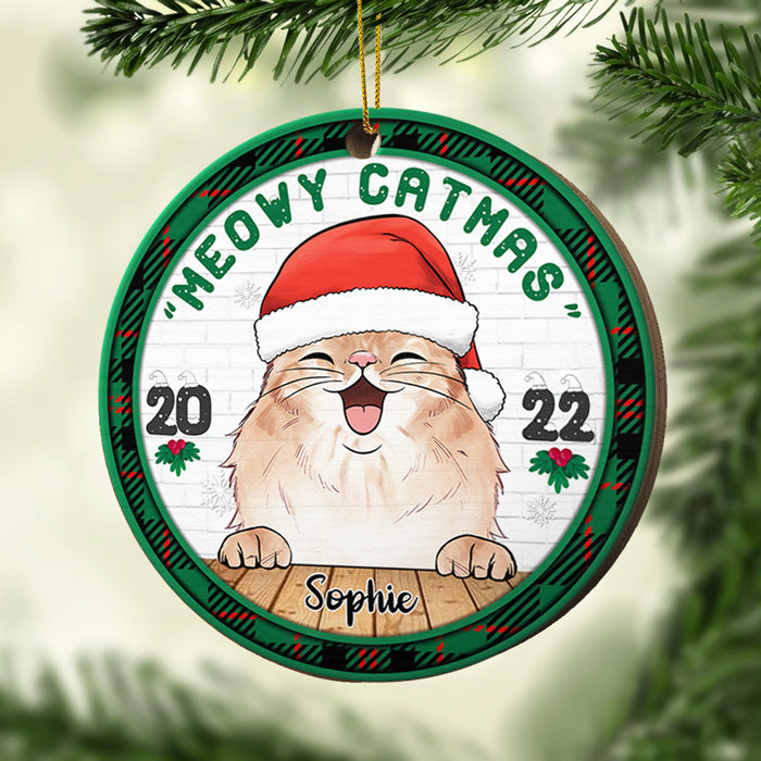 Christmas Cookie Crew - Chiens et chats - Décoration de Noël ronde en bois personnalisée