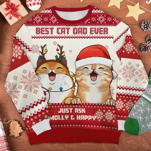 Best Cat Dad Ever - Personalized All-Over-Print Sweatshirt.