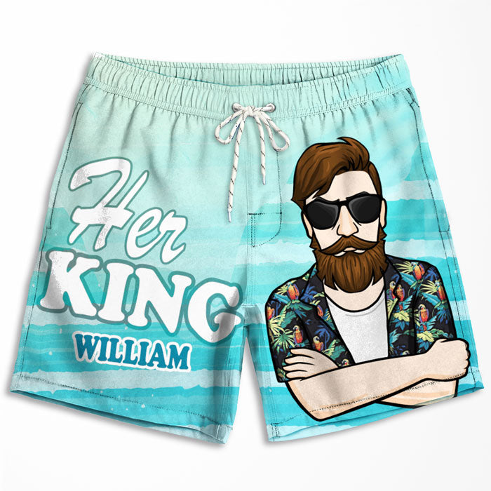 Son Roi et Sa Reine - Short de plage personnalisé pour couple - Cadeau pour couple, mari et femme
