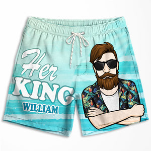 Son Roi et Sa Reine - Short de plage personnalisé pour couple - Cadeau pour couple, mari et femme