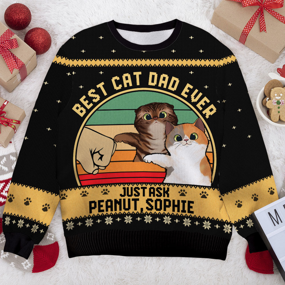 Best Cat Dad Ever, Just Ask Your Cats - Personalized All-Over-Print Sweatshirt.