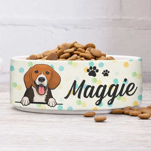 Colorful Dot, Gift For Dog Lovers - Personalized Custom Dog Bowls.
