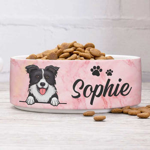 Pink White Green Blue Marble, Gift For Dog Lovers - Personalized Custom Dog Bowls.