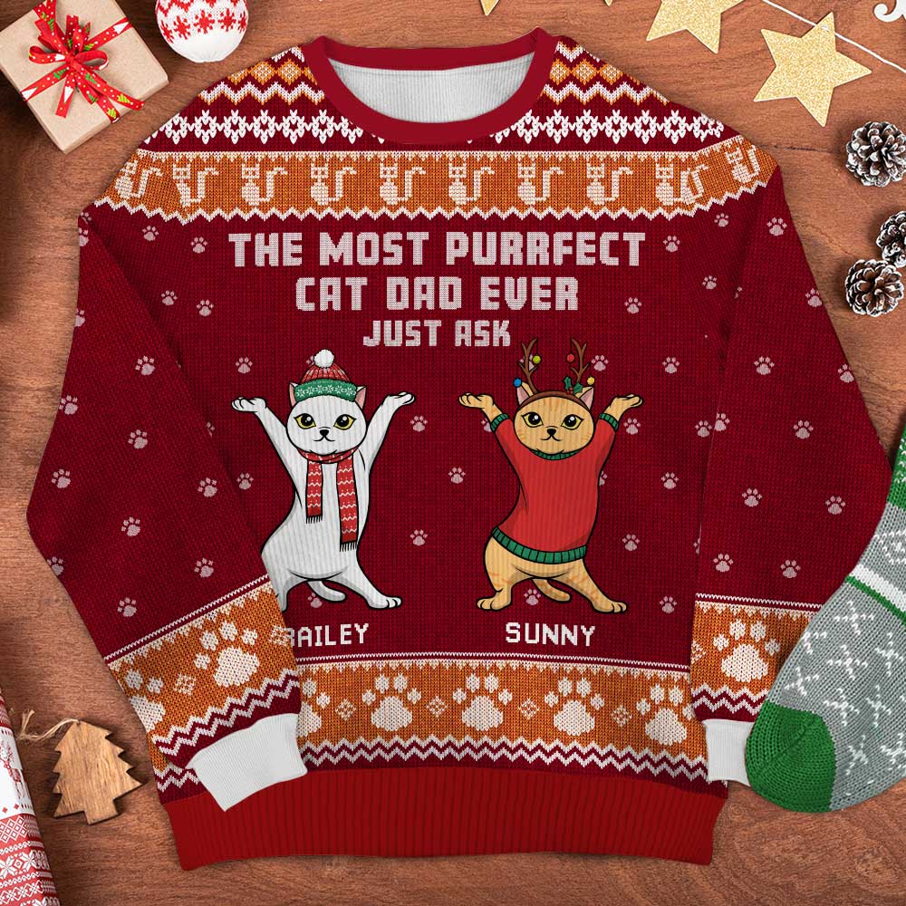 The Most Purrfect Cat Mom Ever - Personalized All-Over-Print Sweatshirt.