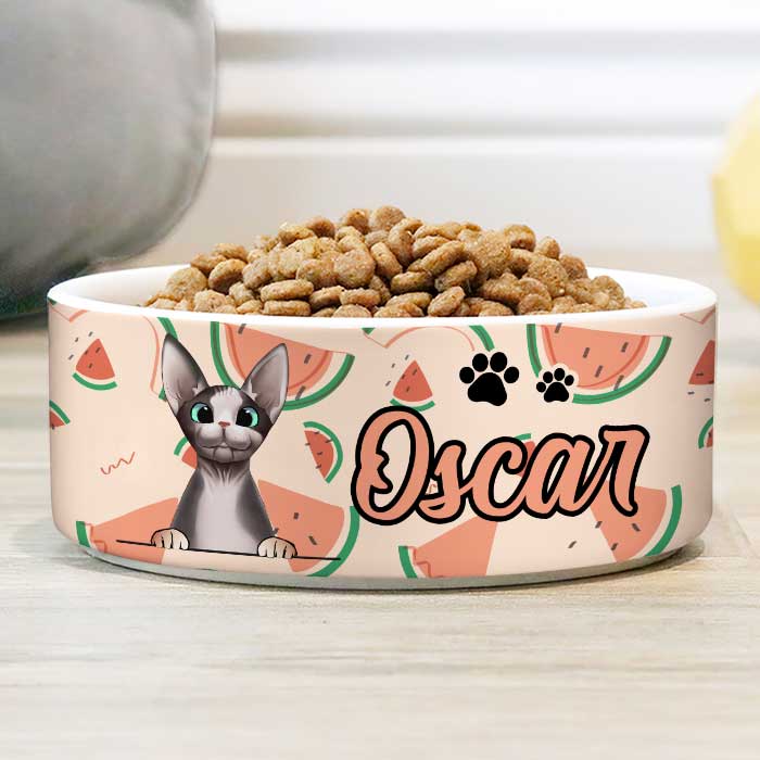 Summer Fruit, Gift For Cat Lovers - Personalized Custom Cat Bowls.