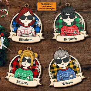 Cool Kids Celebrate Christmas - Personalized Shaped Ornament.
