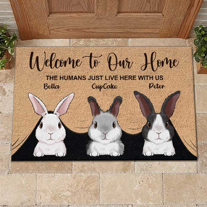 Welcome To The Rabbit House - Personalized Decorative Mat.