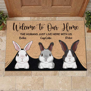Welcome To The Rabbit House - Personalized Decorative Mat.