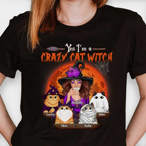 Je suis une sorcière folle de chat - T-shirt unisexe personnalisé, sweat à capuche, sweat-shirt - Cadeau pour sorcières, cadeau pour vous-même, cadeau pour les amoureux des animaux, cadeau d'Halloween