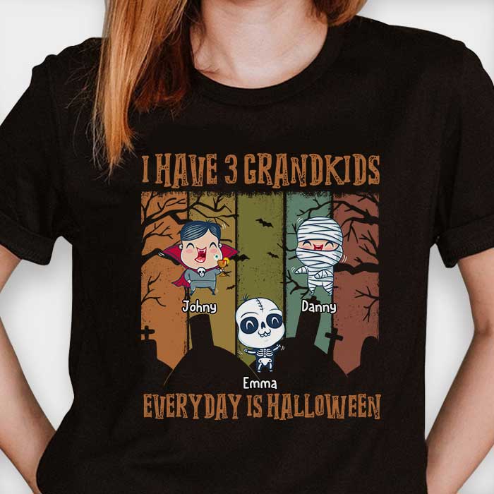 J'ai beaucoup de petits-enfants, c'est Halloween tous les jours - T-shirt unisexe personnalisé, sweat à capuche, sweat-shirt - Cadeau pour grands-parents, cadeau d'Halloween