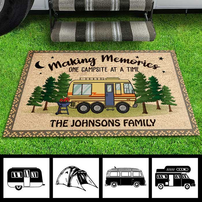 Making Memories At Campsite - Personalized Decorative Mat.