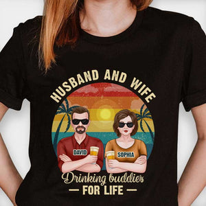Mari et femme, amis de beuverie pour la vie - Cadeau pour couple, mari et femme - T-shirt et sweat à capuche personnalisés