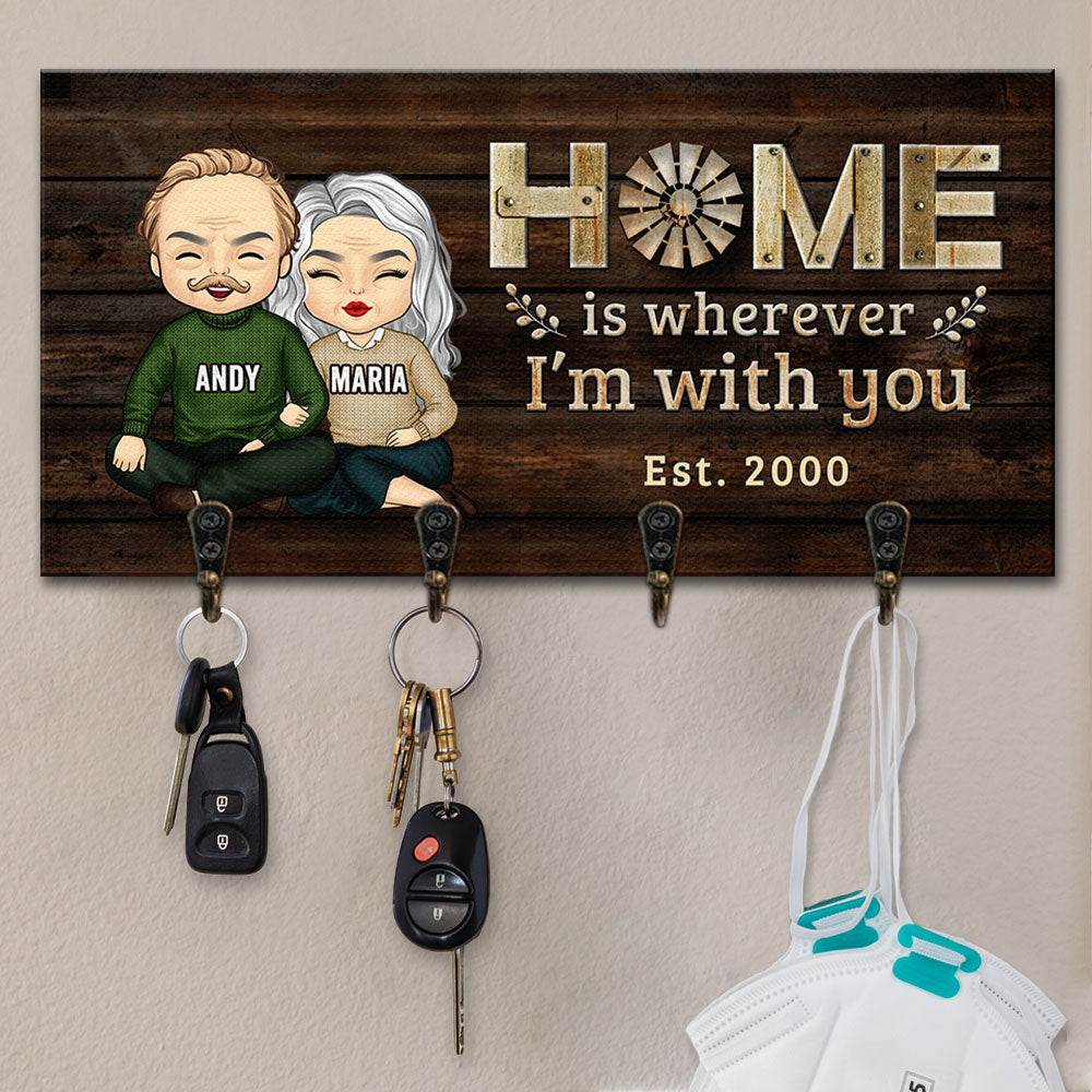 La maison est là où je suis avec toi - Porte-clés personnalisé, porte-clés - Cadeaux d'anniversaire, cadeau pour couples, mari et femme