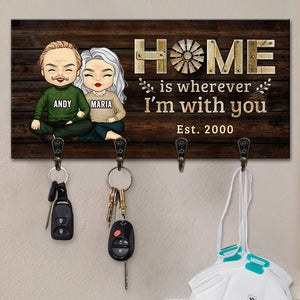 La maison est là où je suis avec toi - Porte-clés personnalisé, porte-clés - Cadeaux d'anniversaire, cadeau pour couples, mari et femme