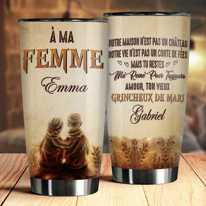 À Ma Femme - Tu Es Ma Reine Pour Toujours - Cadeau pour couples, mari femme - Tumbler personnalisé Français 