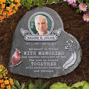 Mon cœur est rempli de souvenirs - Pierre commémorative personnalisée, pierre tombale humaine - Télécharger une image, cadeau commémoratif, cadeau de condoléances