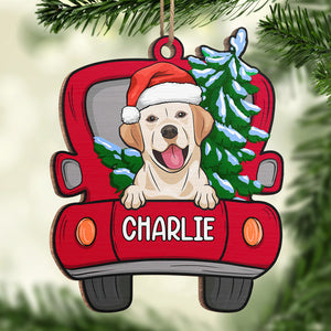 Voici les pattes du Père Noël ! Décoration personnalisée pour chien en forme de voiture en bois. Cadeau de Noël pour les propriétaires et les amoureux des animaux.
