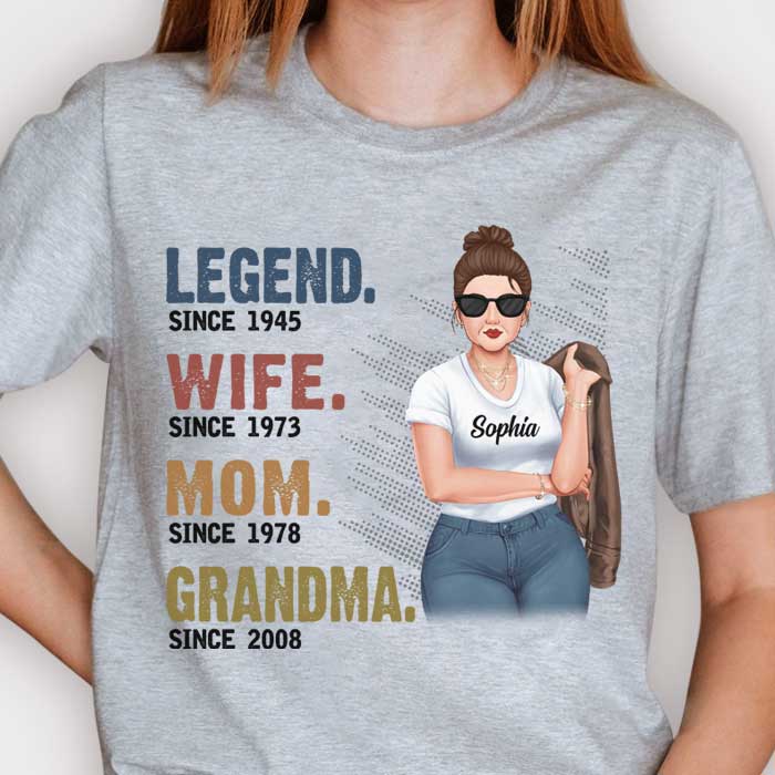 Légende Femme Maman Grand-mère Depuis Année - Cadeau pour maman, grand-mère - T-shirt unisexe personnalisé, sweat à capuche