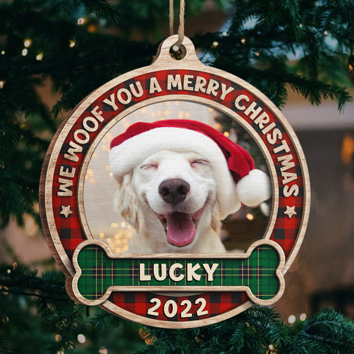 Joyeux Noël ! Décoration de Noël ronde en bois personnalisée avec photo ! Télécharger une image, cadeau pour les amoureux des animaux, cadeau de Noël