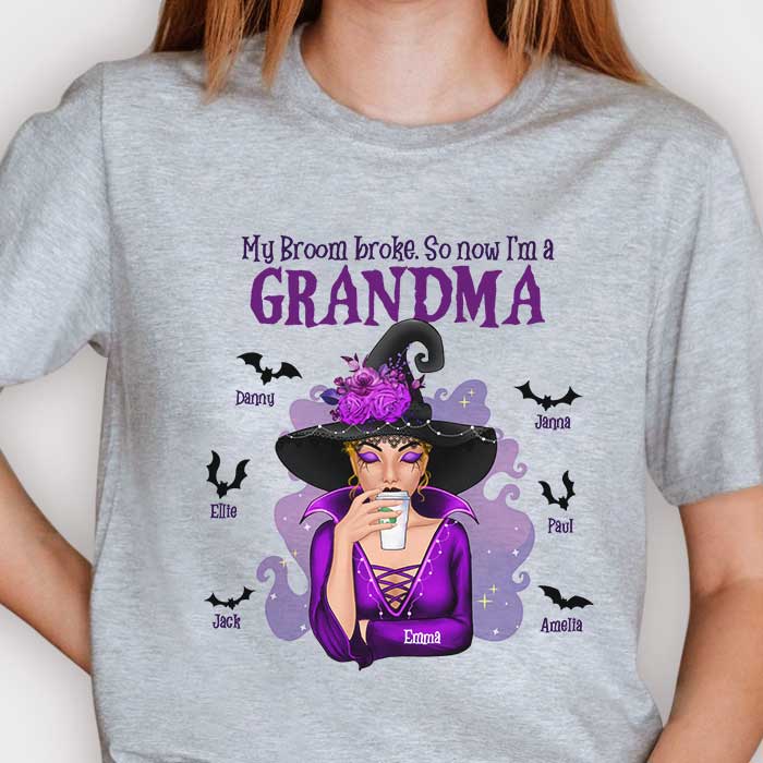 Mon balai s'est cassé, alors maintenant je suis grand-mère - T-shirt unisexe personnalisé, sweat à capuche, sweat-shirt - Cadeau pour sorcières, cadeau pour grand-mère, grands-parents, cadeau d'Halloween