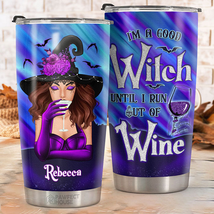 Bonne sorcière jusqu'à épuisement du vin - Verre personnalisé - Cadeau pour vous-même, cadeau d'Halloween