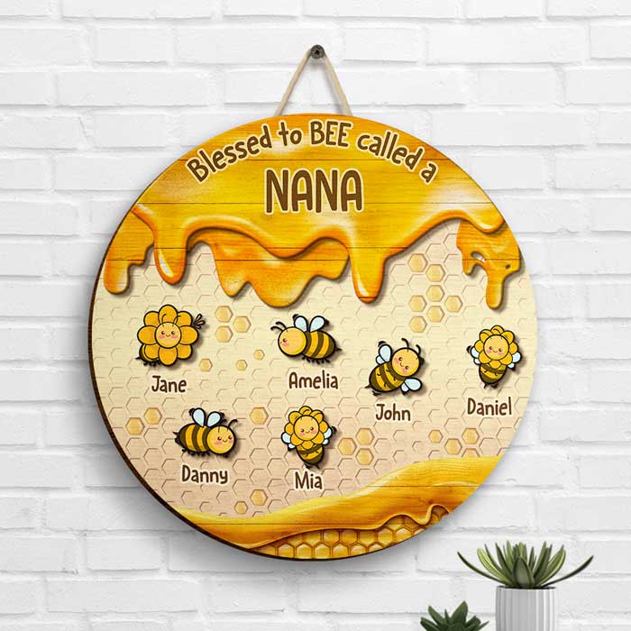 Béni soit mon nom de grand-mère ! Panneau en bois personnalisé ! Cadeau pour grand-mère et grands-parents