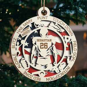 Série Sport Football Américain - Ornement Personnalisé Sportif - Forme Ronde en Bois - Cadeau de Noël pour Amateurs de Sport et Joueurs