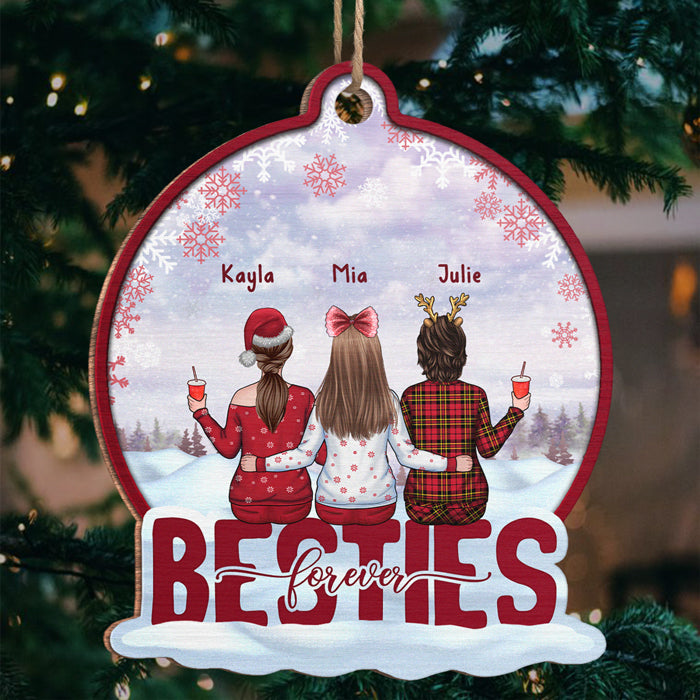 Sœurs pour toujours et à jamais - Décoration personnalisée pour meilleure amie - Boule à neige en bois - Cadeau de Noël pour meilleures amies, meilleures amies et sœurs