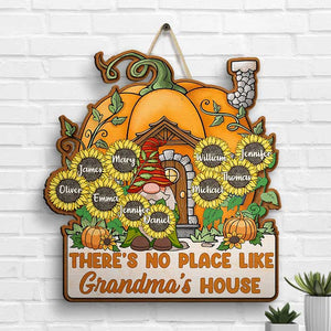 There's No Place Like Grandma's House - Personalized Shaped Wood Sign - Gift For Grandma, Grandparents