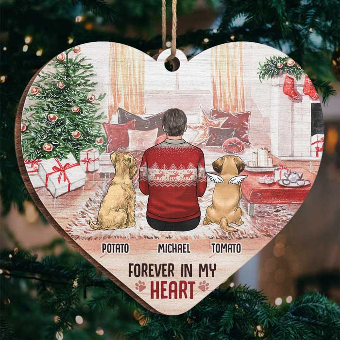 Toujours dans mon cœur - Décoration de Noël en bois personnalisée en forme de cœur - Cadeau commémoratif, cadeau de condoléances, cadeau de Noël