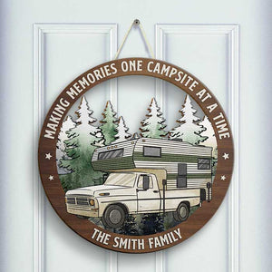 Welcome To Our Campsite, The Best Memories Are Made Camping - Personalized Door Sign.