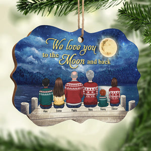 Nous t'aimons jusqu'à la lune et retour - Décoration de Noël en bois personnalisée en forme de Benelux - Cadeau pour les grands-parents, cadeau de Noël