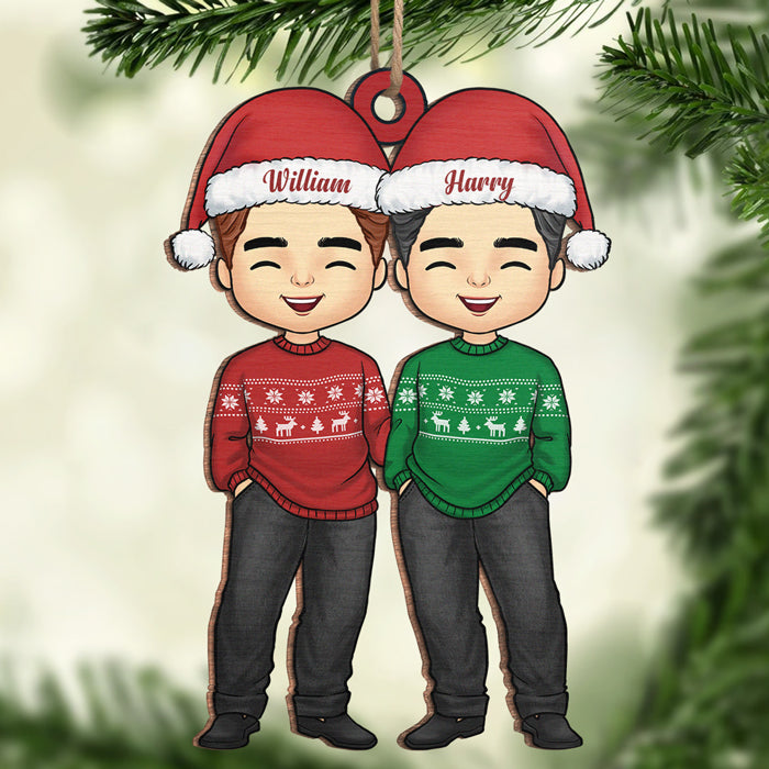 Toi et moi sous le sapin de Noël - Ornement personnalisé pour couple - Forme unique en bois - Cadeau de Noël pour mari et femme, anniversaire