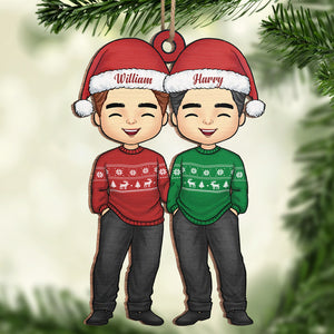 Toi et moi sous le sapin de Noël - Ornement personnalisé pour couple - Forme unique en bois - Cadeau de Noël pour mari et femme, anniversaire