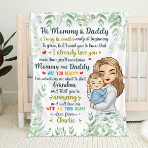 Nos aventures sont sur le point de commencer - Couverture personnalisée pour bébé - Cadeau de fête prénatale, cadeau pour la première maman