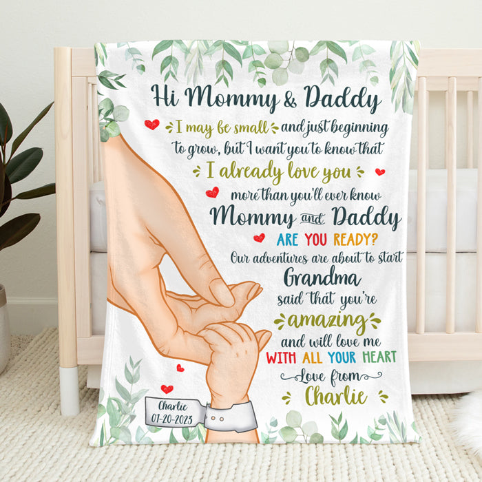 Your Happiness Is Born - Family Personalized Custom Baby Blanket - Baby Shower Gift, Gift For First Mom