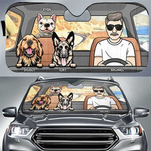 Road Trip avec chiens - Pare-soleil auto personnalisé - Cadeau pour les amoureux des animaux