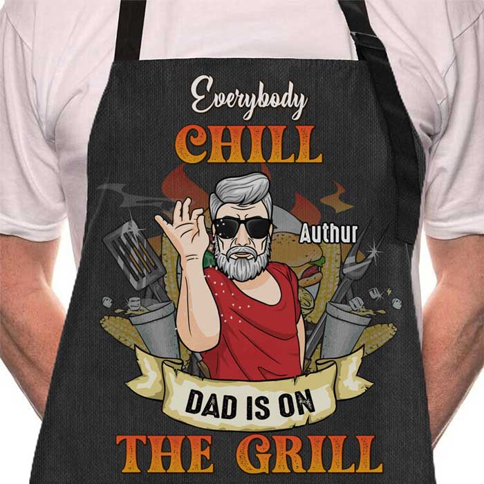 Papa est sur le gril - Tablier personnalisé - Cadeau pour papa