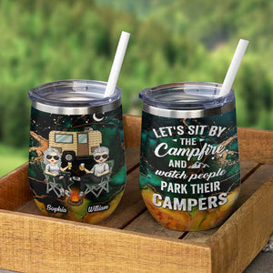 The Best Memories Are Made While Camping - Gift For Camping Couples, Personalized Wine Tumbler.