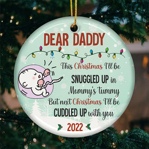 Next Christmas I‚ll Be Cuddled Up With You - Personalized Custom Round Shaped Ceramic Christmas Ornament - Gift For Dad, Christmas Gift