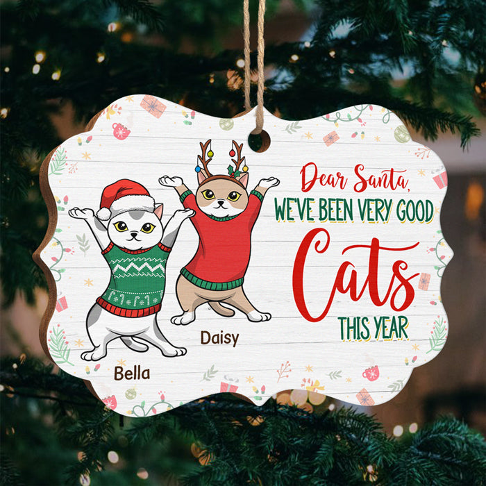 Dear Santa, We've Been Good Cats This Year - Personalized Custom Benelux Shaped Wood Christmas Ornament - Gift For Pet Lovers, Christmas Gift