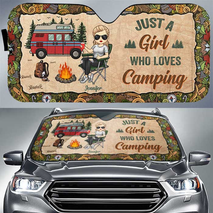 Campingeuse super sexy - Pare-soleil de voiture personnalisé - Cadeau pour meilleure amie