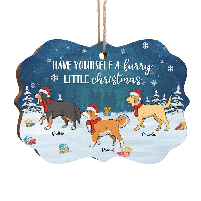 Petit Noël en fourrure - Décoration personnalisée pour chien - Bois en forme de Benelux - Cadeau de Noël pour propriétaires et amoureux des animaux