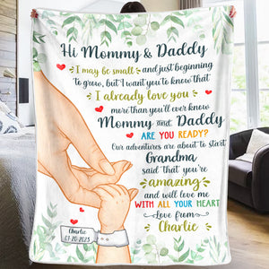 Your Happiness Is Born - Family Personalized Custom Baby Blanket - Baby Shower Gift, Gift For First Mom