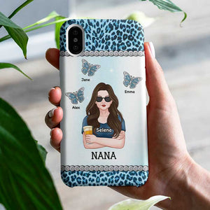 Grand-mère avec ses petits-enfants papillons - Cadeau pour maman et grand-mère - Coque de téléphone personnalisée