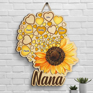 Grand-mère Tournesol avec cœur - Cadeau pour maman et grand-mère - Panneau en bois personnalisé