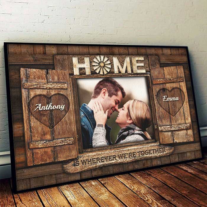 La maison est là où nous sommes ensemble - Télécharger une image, cadeau pour couple, mari et femme - Affiche horizontale personnalisée