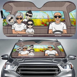 Joyeux voyage en famille - Pare-soleil de voiture personnalisé - Cadeau pour couple, mari et femme