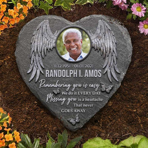 Remembering You Is Easy We Do It Every day - Personalized Memorial Stone, Human Grave Marker - Upload Image, Memorial Gift, Sympathy Gift