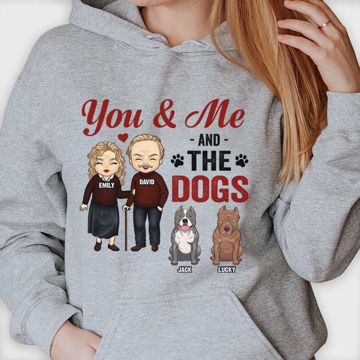 You And Me & The Dog - Gift For Couples, Husband Wife - Personalized Unisex T-shirt, Hoodie.